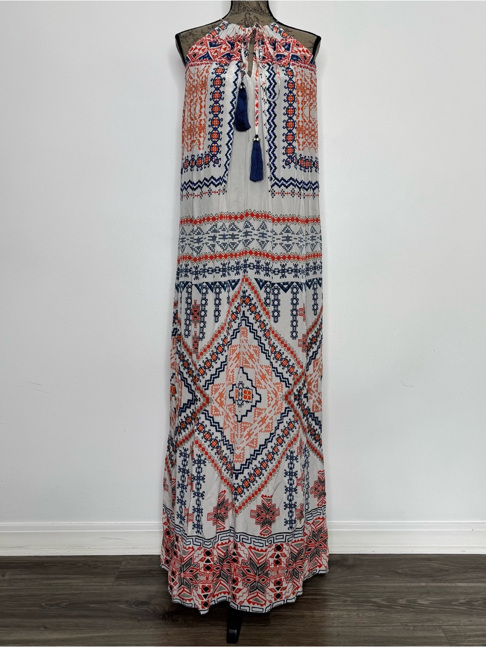 Rococo Sand Boho Maxi Dress Tassel Printed Sleeveless Festival Resort Dress M